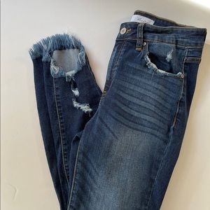 KanCan Dark Wash Jeans Distressed Bottom size 7